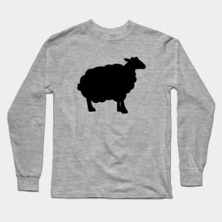 Sheep Silhouette Pattern in Black and Grey Long Sleeve T-Shirt